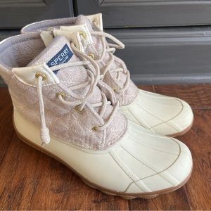 Women’s Sperry Syren Gulf Wool Knit Duck Boot Ivory waterproof Size 7
